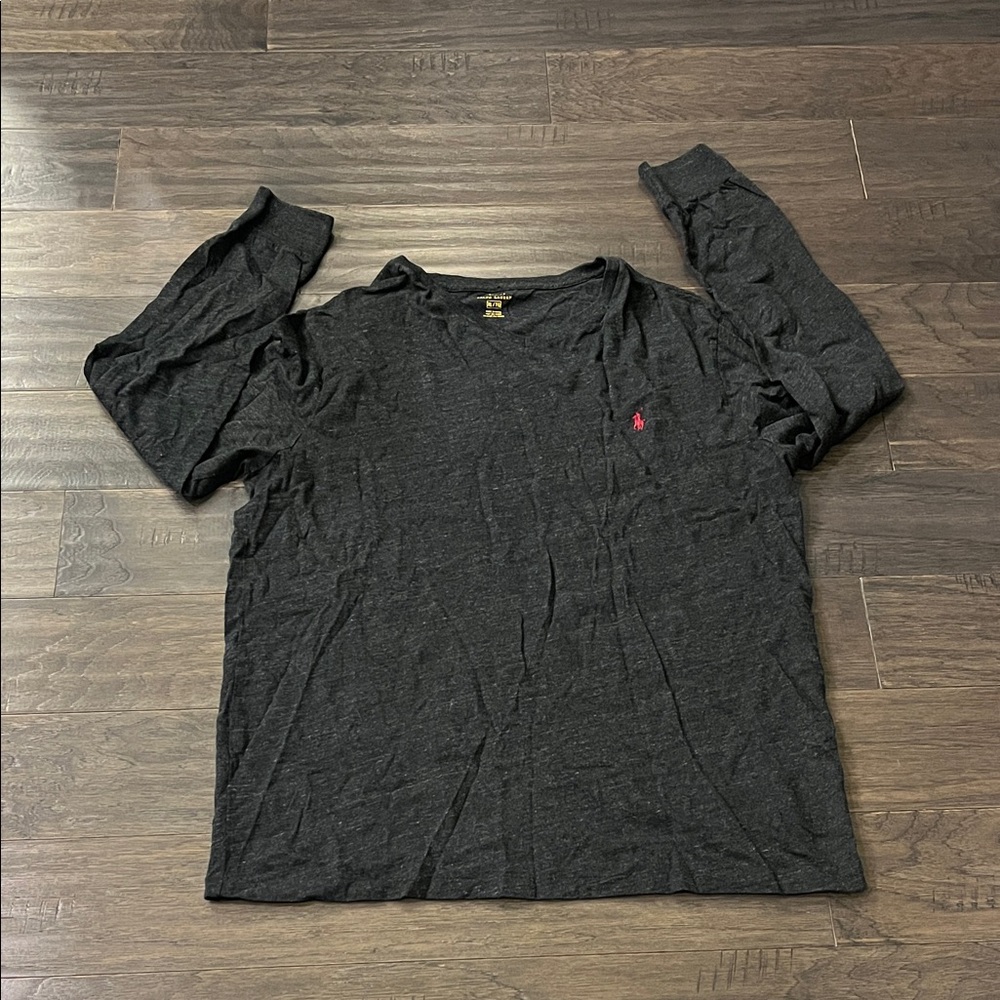 Polo Ralph Lauren Long Sleeve V Neck T Shirt black marbled Men’s Size XL